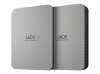 LACIE Mobile Drive HDD USB-C 4TB 2.5inch Moon Silver with USB-C cable