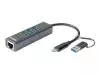 D-LINK USB-C/USB to Gigabit Ethernet Adapter with 3 USB 3.0 ports
