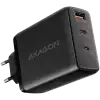 AXAGON ACU-DPQ100 GaN Wall charger, 3x port (USB + dual USB-C), PD3.0/QC4+/PPS/Apple, 100W, black
