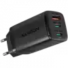 Axagon GaN wallcharger <240V / 3x port (USB + dual USB-C), PD3.0/QC4+/PPS/Apple. 65W total power.