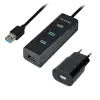 AXAGON HUE-S2BP 4x USB3.0 Charging Hub 1.2m Cable, MicroUSB Charging, Incl. AC Adapter