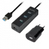 AXAGON HUE-S2BP 4x USB3.0 Charging Hub 1.2m Cable, MicroUSB Charging, Incl. AC Adapter