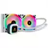 Corsair Hydro Series H100i RGB PLATINUM SE 240mm Liquid CPU Cooler, an all-in-one liquid CPU cooler with a 240mm radiator and vivid RGB lighting in brilliant white housing, built for extreme CPU cooling, dual LL120 RGB PWM fans