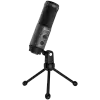 LORGAR Voicer 521, Gaming Microphone, Black, USB condenser mic with Volume Knob, 3.5MM headphonejack, mute button and led indicator, package including 1x F5 Microphone, 1 x 2M type-C USB Cable, 1 xTripod Stand