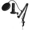 LORGAR Voicer 931, Gaming Microphone, Black, USB condenser microphone with boom arm stand, pop filter, tripod stand. including 1* microphone, 1*Boom Arm Stand with C-clamp, 1*shock mount, 1*pop filter, 1*windscreen cap, 1*2.5m type-C USB cable, 1* Extra tripod