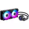 MSI MAG CORELIQUID 240R, AIO ARGB CPU Liquid Cooler, 240mm Radiator - Dual 120mm ARGB PWM Fans, Intel 1150/1151/1155/1156/1200/1366/2011/2011-3/2066; AMD AM4/FM2+/FM2/FM1/AM3+/AM3/AM2+/AM2 500~2000 RPM, 274 x 120 x 27mm, Aluminum Radiator