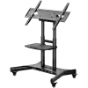 ONKRON Tilting Mobile TV Stand for 50'' – 83 Inch LCD LED OLED TV Screens & Touch Panels Rolling TV Cart on Wheels with Shelf, Black