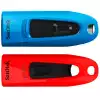 SANDISK Ultra 32GB, USB 3.0 Flash Drive, 130MB/s read - Twin Pack (Blue and Red)