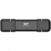 Silicon Power 500GB DS72 Dual USB-C/USB 3.2 Gen 2, Portable External SSD, Steam Deck and iPhone 15 Pro, R/W: up to 1050MB/s; 850MB/s, Black
