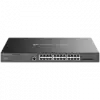 TP-Link SG3428MP Omada 28-Port Gigabit L2+ Managed Switch with 24× Gigabit 802.3af/at PoE+ ports and 4× Gigabit SFP slots, 384 W total PoE budget, Omada app, Static Routing, VLAN, ACL, QoS, IGMP Snooping, OAM, and DDM, ERPS, Zero-Touch Provisioning