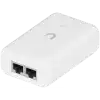 UBIQUITI PoE+ Adapter; Delivers up to 30W of PoE+; Additional power drives devices such as U6 LR, U6 Enterprise, Camera DSLR, and other PoE+ devices; Surge, peak pulse, and overcurrent protection; Contains RJ45 data input, AC cable with earth ground, and PoE+ output; LED indicator for status monitoring.