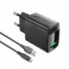 Acefast Универсално зарядно за стена Charger Wall GaN Quick Charge 18W - A90 with 1.2m cable - USB-A x 1, Black