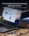 Orico хъб HUB USB-C/A 4 port - USB3.0 x 1, SD/TF x 2, USB2.0 x 2, USB-C x 2, Aluminium - YSA6-U3-GY