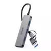 Orico хъб HUB USB-C/USB-A 4 port - USB3.0 x 1, USB2.0 x 3, Aluminium - YSA5-U3-GY