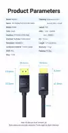 Vention кабел Cable DisplayPort to HDMI 1.5m - 4K, Gold Plated - HAGBG