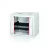 Formrack 19" Wall Mounted rack 9U 555/450mm, removable locking sides, height: 460mm, loading capacity: 100kg., tempered glass door, 19" front rails (back rails optionable)