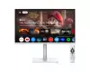 Монитор MSI Modern MD272UPSW, 27", 4ms, IPS, 3840x2160 (UHD), 16:9, Flat, Smart Google TV, Remote Control, HDR Ready, 300 nits, 1000:1, DP(1.4a), HDMI2.0b, TypeC DP alt. w/PD (65W), 2xUSB (2.0), LAN, WiFi 5, BT 5, Dolby Audio 2x3W, Pivot, Heigh Adj., White, 6.3k
