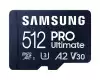 Samsung 512GB micro SD Card PRO Ultimate with USB Reader , UHS-I, Read 200MB/s - Write 130MB/s, U3, V30, A2