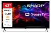 Телевизор Sharp 43HP5265E, 43" QLED Google TV, 4K Ultra HD 3840x2160 Frameless, 1 000 000:1, AQUOS, DVB-T/T2/C/S/S2, Active Motion 1000, HDR10, Dolby Atmos, Dolby Vision, Google Assistant, Google Cast, HDMI 2.1 with eARC, 3.5mm Headphone jack / line-out, USB, Wi-