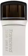 Transcend 32GB JETFLASH 890S, USB 3.1 Type C, Silver Plating