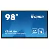 Дисплей IIYAMA TE9812MIS-B3AG, 97.5" PureTouch-IR, IPS panel, AG, 16:9, 4K UHD 3840x2160, 400cd/m2, 1200:1, 4000:1, 8ms, Android 11, iiWare 10, WiFi, BT, Quad core A55, 8GB, 64GB, VGA, 3x HDMI, USB-C, 4x USB, LAN, RS232, IR, SPDIF, Speakers, 24/7, VESA, Black