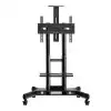 Мобилна стойка за под ONKRON TS1551-B for 40" - 70" displays, max 46kg, Height adjustable columns, AV shelves, Lockable wheels, Black