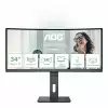 Монитор AOC CU34P3CV, 34" VA Panel WLED, Curved 1500R, 3440x1440, 21:9, 100Hz, 300 cd/m2, 3000:1, 50M:1, AntiGlare, 3H, 3-sided frameless, HDMI, DisplayPort, USB-C, 4x USB, LAN, Speakers, Flicker-free, Low blue light, PIP, PBP, Tilt, Swivel, HAS, Pivot, VESA 100, Black