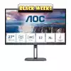 Монитор AOC Q27V5N/BK, 27", WLED VA Panel, 2560x1440, 75Hz, 16:9, 4ms, 4000:1, 20M:1, 300 cd/m2, AntiGlare, 3H, 3-sided frameless, FreeSync, Flicker-free, Low blue light, 2x HDMI, 2x DisplayPort, Speakers, HAS, Swivel, Tilt, Pivot, VESA 100, Black
