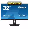 Монитор IIYAMA XB3288UHSU-B5, 31.5" VA Panel, 4K UHD 3840x2160, 300cd/m2, 3ms, 3000:1, 80M:1, 2x HDMI, DisplayPort, 2x USB, HDCP, FreeSync support, HDR, Flicker free, Blue light reducer, Speakers, HAS, Swivel, Tilt, VESA 100, Black