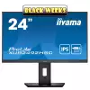 Монитор IIYAMA XUB2492HSC-B5, 24", 3-side borderless, IPS Panel, AntiGlare, 16:9, 1920x1080, 250cd/m2, 1000:1, 80M:1, 4ms, Blue light reducer, Flicker free, Speakers, HDMI, DisplayPort, USB-C (PD 65W), 2x USB 3.0, HAS, Swivel, Pivot, Tilt, VESA 100, Black