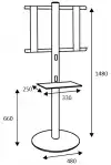 Стойка за под OMB PEDESTAL MAXI BL, 32"-50", Max 40kg, Min 100x100, Max 600x400, Hidden cables, Metal Shelf up to 6kg, Черна