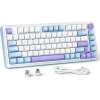 Геймърска механична клавиатура Redragon Cyrus Pro K681WBP-RGB-PRO с Bluetooth и безжична връзка, бяла с лилаво RGB осветление