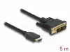 Кабел Delock HDMI мъжко - DVI-D 18+1 (Single Link )мъжко, 5м, двупосочен, black