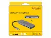 Докинг станция Delock, USB-A, USB-C, HDMI, SD, Micro SD, PD, 4K, Подсветка, Сива