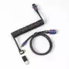 Кабел за клавиатура Keychron Colorful Premium Coiled Angled, USB-C - USB-C, Rainbow Plated Black