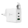 Мрежово зарядно j5create JUP3565CV 65W, 3 порта, USB-C, USB-A