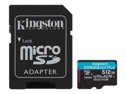 KINGSTON 512GB microSDXC Canvas Go Plus 170R A2 U3 V30 Card + ADP KINGSTON 512GB microSDXC Canvas Go Plus 170R A2 U3 V30 Card + ADP