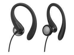 PHILIPS InEar Earhook Headphones Black 15mm speaker driver optimizes wearing comfort