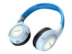 Philips Kids Bluetooth Wireless Headphones, 20 hours of play time ,LED light panels in the ear cups, blue
