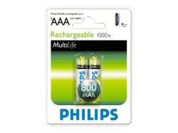 Philips Rechargeable battery LR03 AAA, 800 mAh, 2-blister (HR03), f Philips Rechargeable battery LR03 AAA, 800 mAh, 2-blister (HR03), f