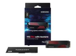 Samsung SSD 990 PRO 2TB Heatsink PCIe 4.0 NVMe 2.0 M.2 V-NAND 3-bit MLC, 256-bit Encryption, Read 7450 MB/s Write 6900 MB/s