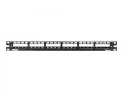 19 24-Port Metal Patch Panel Mini-Com with strain relief bar