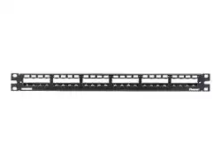 19 24-Port Metal Patch Panel Mini-Com with strain relief bar