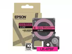 EPSON Colour Tape Fluorescent Pink/Black 12mm 5m LK-4PBF