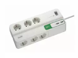 APC Essential SurgeArrest 6 outlets with 5V 2.4A 2 port USB charger 230V