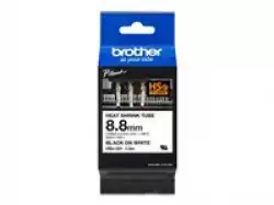 BROTHER HSE221 Label Roll Black on White with heat shrink 8.8mm x 1.5M