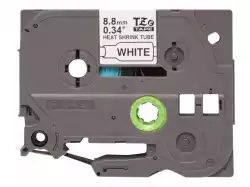 BROTHER HSE221 Label Roll Black on White with heat shrink 8.8mm x 1.5M