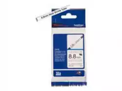 BROTHER HSE221 Label Roll Black on White with heat shrink 8.8mm x 1.5M