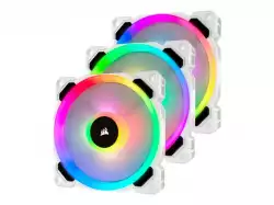 CORSAIR LL120 RGB White 120mm Dual Light Loop RGB LED PWM Fan 3 Pack with Lighting Node PRO