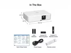 Epson CO-FH02, Full HD 1080p (1920 x 1080, 16:9), 3000 ANSI lumens, 16 000:1, USB 2.0, HDMI, Android TV, Lamp warr: 24 months, White